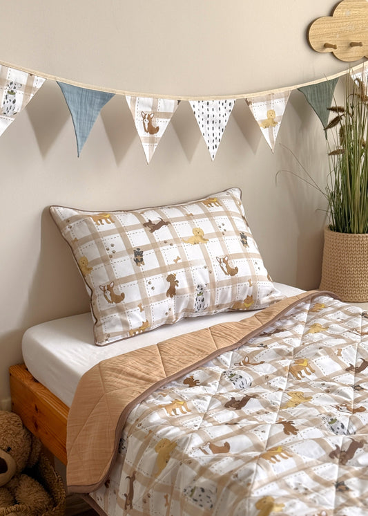 "Пухнасті хвостики" стьобана ковдра з сатину та муслину