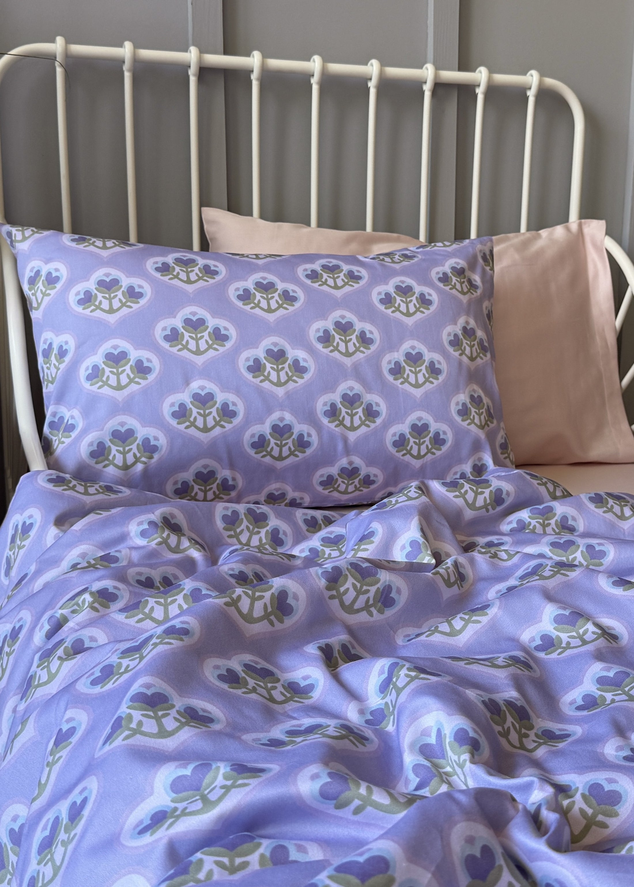 "Лілові латаття" комплект постільної білизни з органічного сатину з авторським принтом