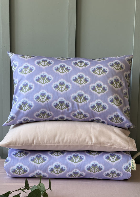 "Лілові латаття" комплект постільної білизни з органічного сатину з авторським принтом