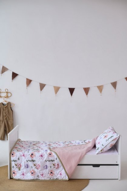 Набір ковдра та наволочка Акварельні квіти, преміум якість