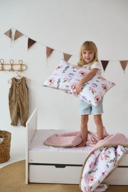 Набір ковдра та наволочка Акварельні квіти, преміум якість