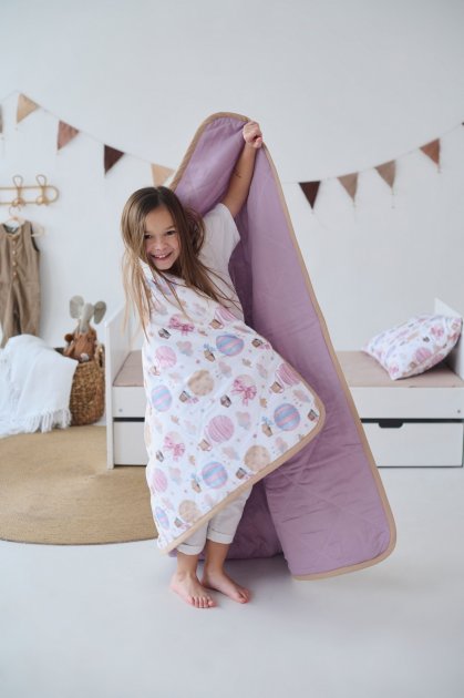 Набір ковдра та наволочка Навколо світу рожевий, преміум якість