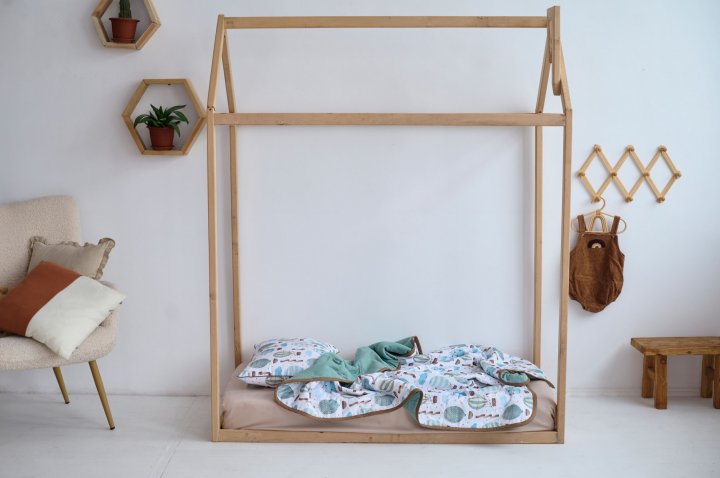 Набір ковдра та наволочка Навколо світу блакитний, преміум якість