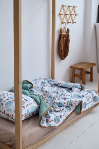 Набір ковдра та наволочка Навколо світу блакитний, преміум якість