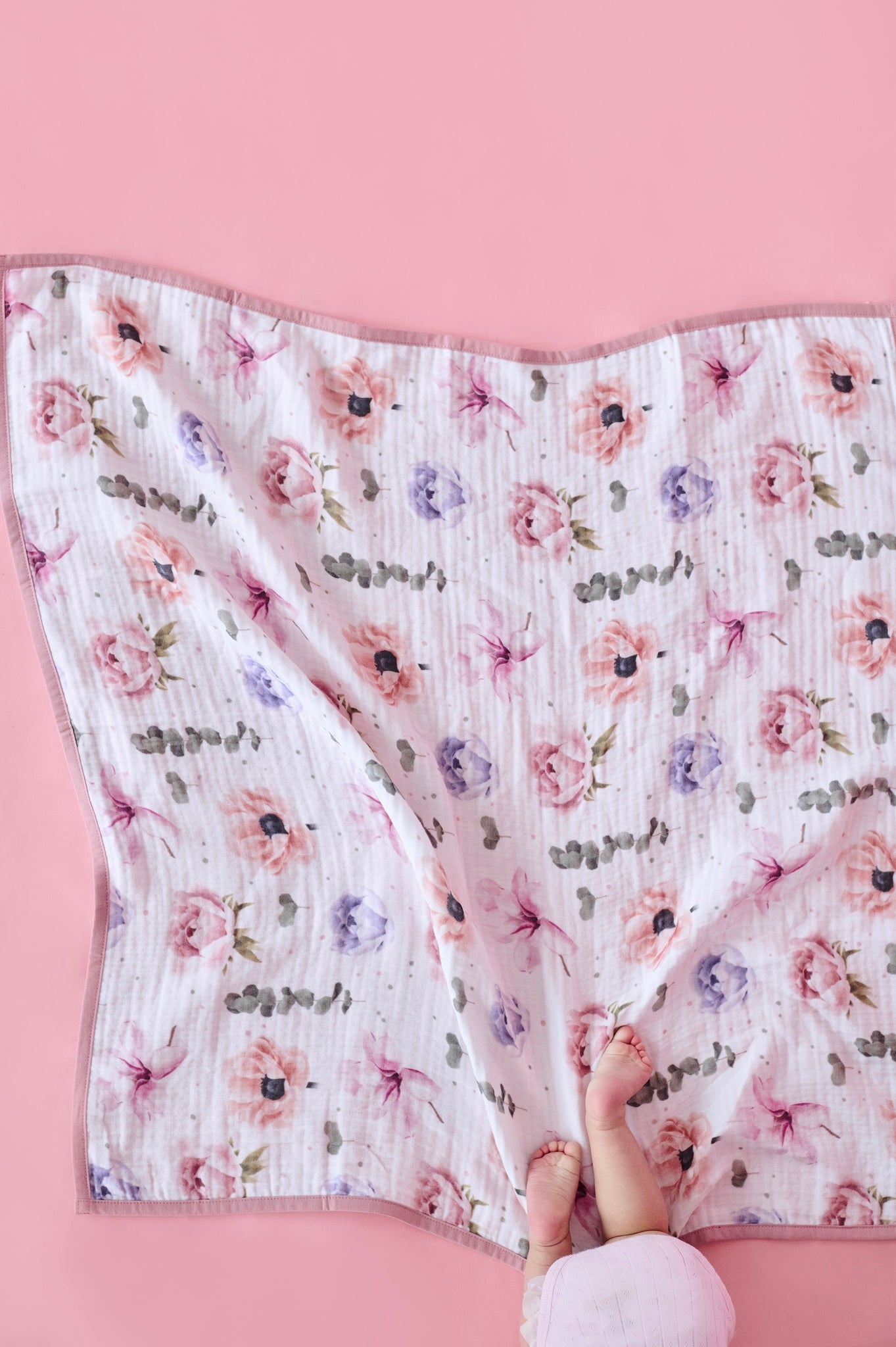 Плед з органічного муслину "Акварельні квіти"